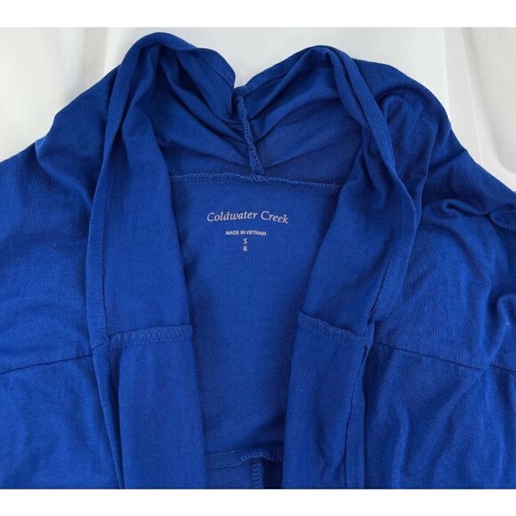 Coldwater Creek Sz S Blue Shawl Neck Cocoon Cardigan Jacket Jersey Knit Womens 8 - Picture 4 of 5